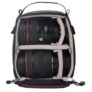 f-stop - Micro Tiny Camera Bag Insert - Padded Pack Insert for Storage and Protection of Mirrorless, DSLR, Photo Gear - Open Micro Tiny with camera lenses