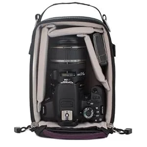 f-stop - Micro Tiny Camera Bag Insert - Padded Pack Insert for Storage and Protection of Mirrorless, DSLR, Photo Gear - Open Micro Tiny with DSLR camera
