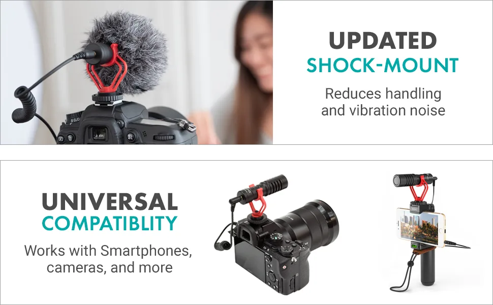 Movo VXR10 Universal Video Microphone with Lightning Dongle Adapter - Includes Shock Mount, Deadcat Windscreen, Case - Compatible with iPhone 14, 13, 12, 11, XS, XR, X, Pro, Max, and More - VXR10 movo microphone is the perfect rode microphone alternative. It works as an iphone microphone