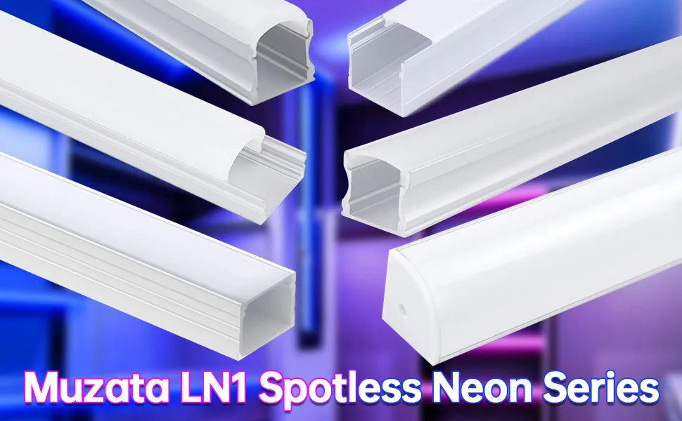 Muzata 6Pack 3.3ft Double Row Spotless Frosted LED Channel Cover, Aluminum Profile Diffuser for Waterproof LED Strip U118 WW 1M, LU2 LP1 LN1 LW1 - product information 1