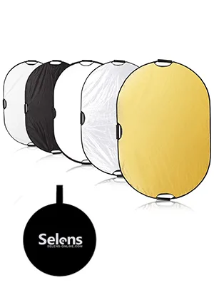 Selens 5-in-1 Oval Reflector with Handle for Photography Photo Studio Lighting & Outdoor Lighting (32 x 48 Inch) - reflector