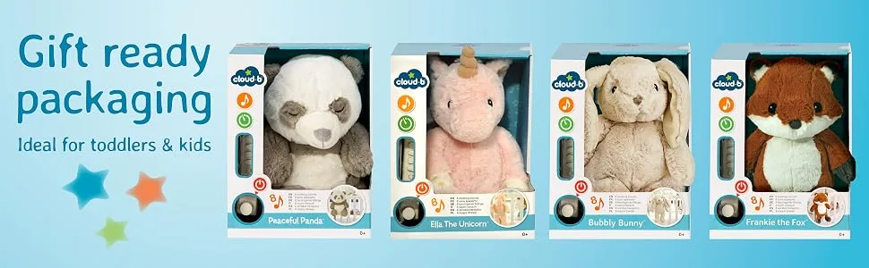 Cloud b Soothing Sound Machine | Cuddly Stuffed Animal | 4 White Noise and 4 Lullabies | Auto-Shutoff | Bubbly Bunny - Gift Ready Packaging - Perfect gift for toddlers and kids