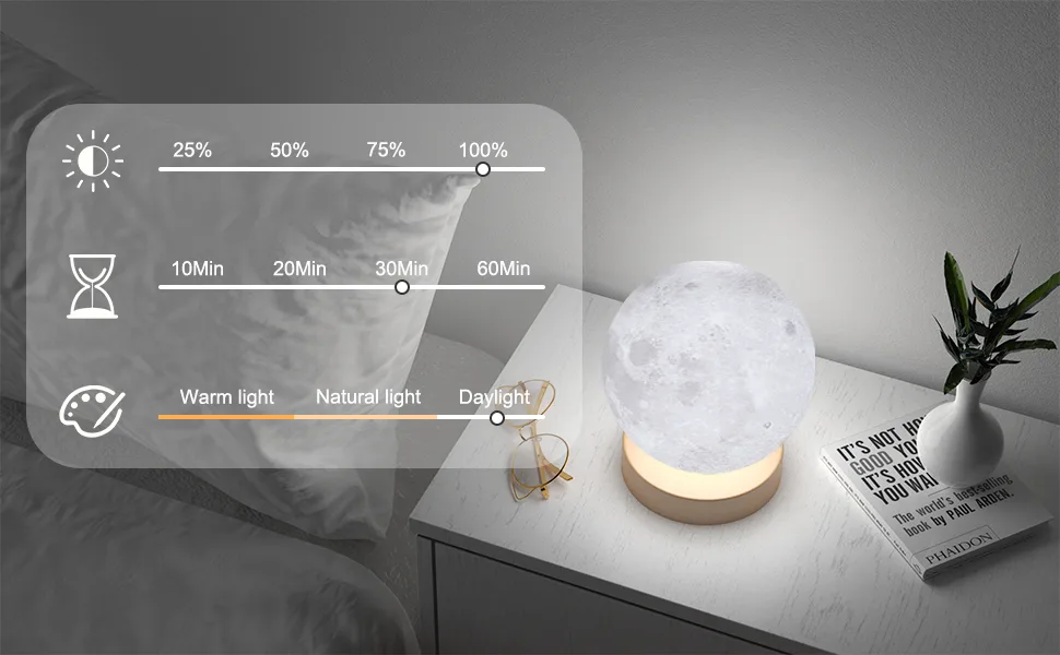 10000 LUX Day Light Therapy Lamp, 3D Printed Light Therapy Happy Lamp with Remote Control, Night Light with 4 Brightness,Timer and 3 Color Temperatures for Creative Home Decor & Gift(Golden Base) Base-Golden - sad lamp