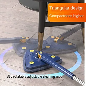 360 Rotatable Adjustable Cleaning Mop, Triangle Microfiber Mop with Long Handle, Extendable Triangle Cleaning Mop, Imitation Hand Twist Quick Dry Mop, Wet Dry Shower Scrubber Brush for Windows Floor - 360 rotatable adjustable cleaning mop