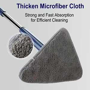 360 Rotatable Adjustable Cleaning Mop, Triangle Microfiber Mop with Long Handle, Extendable Triangle Cleaning Mop, Imitation Hand Twist Quick Dry Mop, Wet Dry Shower Scrubber Brush for Windows Floor - thickened fiber cloth