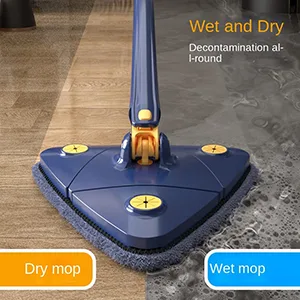 360 Rotatable Adjustable Cleaning Mop, Triangle Microfiber Mop with Long Handle, Extendable Triangle Cleaning Mop, Imitation Hand Twist Quick Dry Mop, Wet Dry Shower Scrubber Brush for Windows Floor - Wet & Dry Cleaning Mop