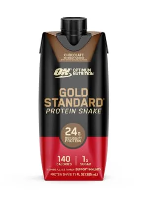 Optimum Nutrition Gold Standard Protein Shake, 24g Protein, Ready to Drink Protein Shake, Gluten Free, Vitamin C for Immune Support, Chocolate, 11 Fl Oz, 12 Count Shake - Chocolate - ON RTD