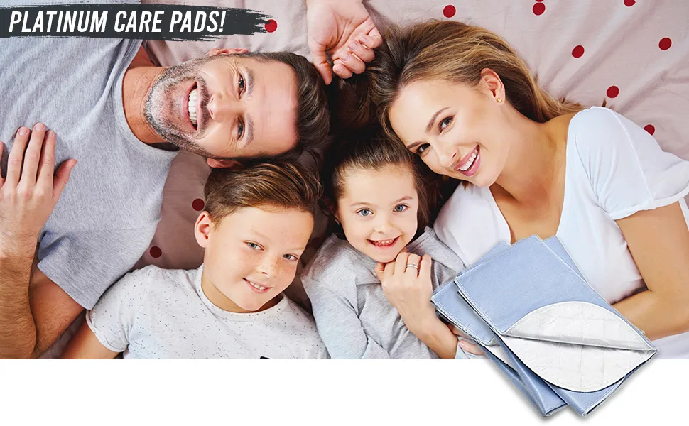 Platinum Care Pads Reusable Bed Underpad - Waterproof & Washable Bed Pad - Absorbent Mattress Protector Pad - Incontinence Bed Pads - Bed Protector Pads Pack of 4 1 Blue 1 Green 1 Beige 1 Pink, 34"X36 - Patinum Care Pads