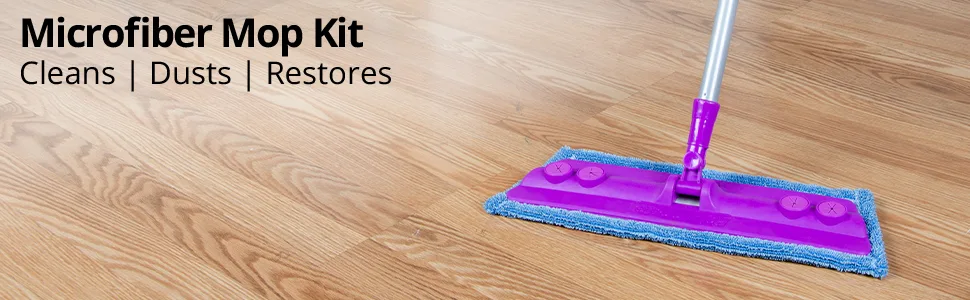 Rejuvenate Microfiber Mop with 3 Reusable Microfiber Pads Mop with 3 Reusable Pads - Hardwood Floor Cleaner, Laminate Floor Cleaner, Flat Mop, Reusable Cleaning Pad, Dusting Pad