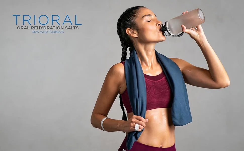 TRIORAL Rehydration Electrolyte Powder - WHO Hydration Supplement Salts Formula - Combat Dehydration from Workouts, Fluid Loss and Much More - 100 Drink Mix Packets - TRIORAL