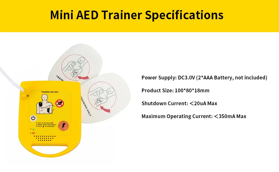 Mini AED Trainer, XFT Portable AED Training Kit Essentials AED Training Device in English, for Automated External Defibrillator Trainee Beginner(XFT-D0009) - aed trainer