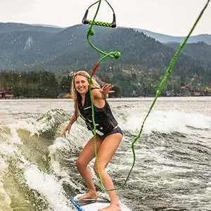 Airhead Wakesurf Rope, 5 Sections, 25-Feet, Multiple Colors Available Green - Rider Flexibility
