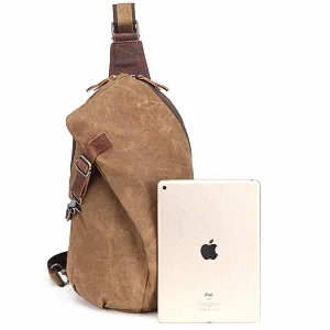 AOTIAN Unisex Sling Backpack Waxed Canvas Crossbody Bag 10 Liters Gray - Purple - product information 2
