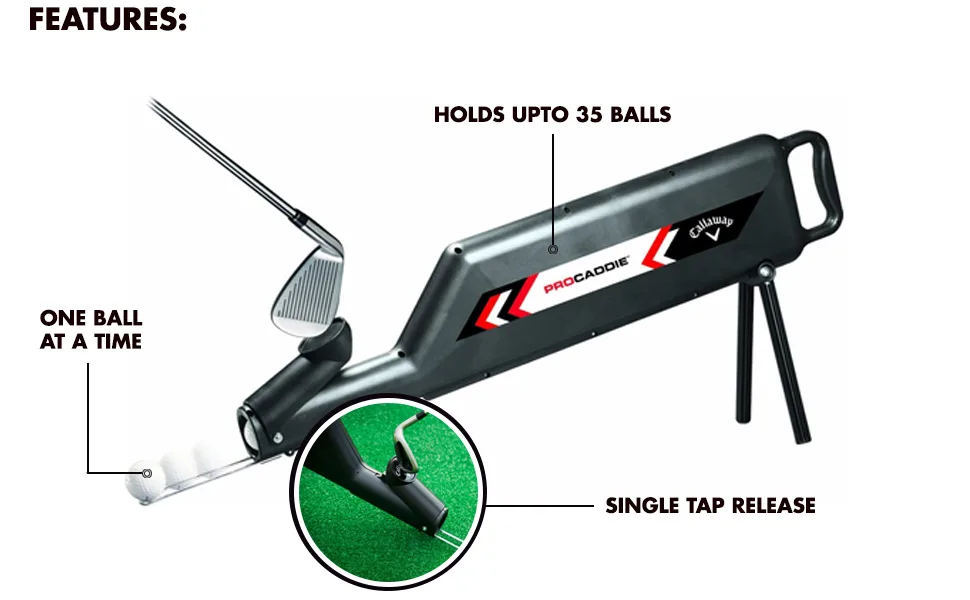 Callaway Pro Caddie Premium Golf Ball Shagger or Feeder,Black - Features Banner