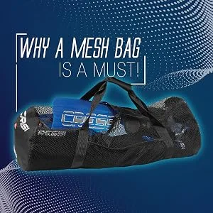 Cressi Strong Foldable Mesh Duffle Bag for Scuba Diving, Snorkeling Equipment - Crete: Designed in Italy Black/Yellow - mesh bag for snorkeling equipment, mesh bag for scuba diving equipment