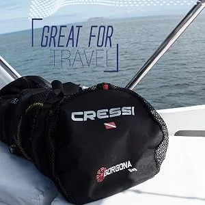 Cressi Strong Foldable Mesh Duffle Bag for Scuba Diving, Snorkeling Equipment - Crete: Designed in Italy Black/Yellow - mesh bag for snorkeling equipment, mesh bag for scuba diving equipment