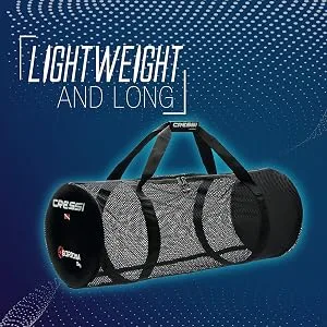 Cressi Strong Foldable Mesh Duffle Bag for Scuba Diving, Snorkeling Equipment - Crete: Designed in Italy Black/Yellow - mesh bag for snorkeling equipment, mesh bag for scuba diving equipment