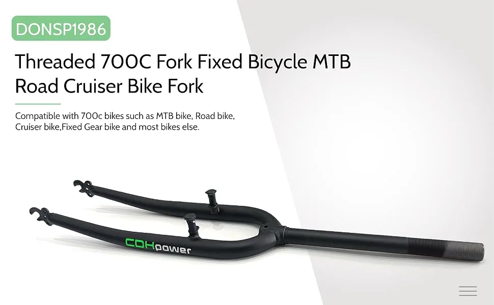 DONSP1986 Threaded Fork 700C OD 1" 25.4mm ID 22.2mm Fixed Bicycle MTB Road Cruiser Bike Fork - product information 2