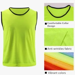 DreamHigh DH Soccer Sports Team Practice Pinnies Training Mesh Vests Youth -12 pcs Pack Orange - Collar design
