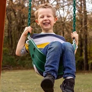Gorilla Playsets 04-0002-G/G Extreme-Duty Swing Belt - Green with Green Chains - belt swing, replacement swing, swing for kids, swing seat, swing with chains, swing set swing, swing