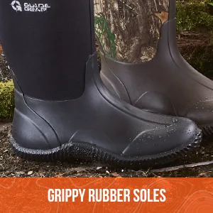 Guide Gear Men's Mid-High Bogger Waterproof Rubber Hunting Work Rain Boots 12, 5mm Neoprene Top 11 Black - Blacked Out