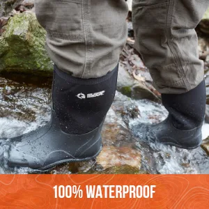 Guide Gear Men's Mid-High Bogger Waterproof Rubber Hunting Work Rain Boots 12, 5mm Neoprene Top 11 Black - Water Proof