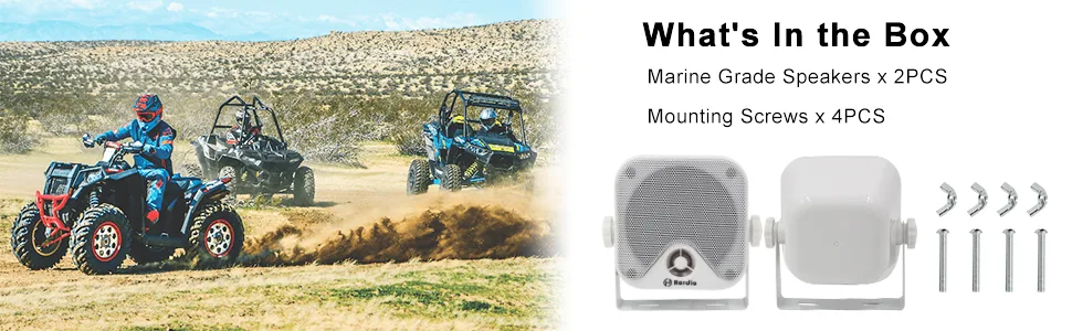 4" Heavy Duty Waterproof Boat Marine Box Outdoor Speakers Surface Mounted for Skid Steer ATV UTV RZR Golf Cart (White) - product information 5