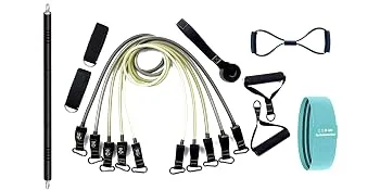 KRIXAM Pilates Bar Kit with Resistance Bands (150LBS), Resistance Bands Set with Bar, Portable Pilates Equipment for Workout Home Gym - pilates