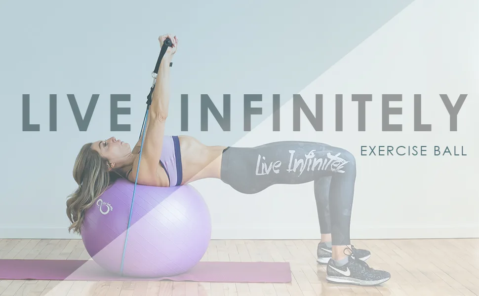 Live Infinitely Exercise Ball (55cm-95cm) Extra Thick Professional Grade Balance & Stability Ball- Anti Burst Tested Supports 2200lbs- Includes Hand Pump & Workout Guide Access Black 95 cm - exercise ball