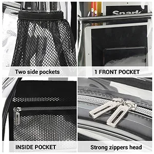 Neurora Clear Backpack Heavy Duty TPU Transparent Backpack for School,Sports,Work,Security Travel,College. Black - Multi compartment
