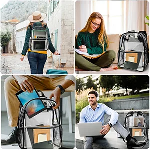 Neurora Clear Backpack Heavy Duty TPU Transparent Backpack for School,Sports,Work,Security Travel,College. Black - Suitable for many occasions
