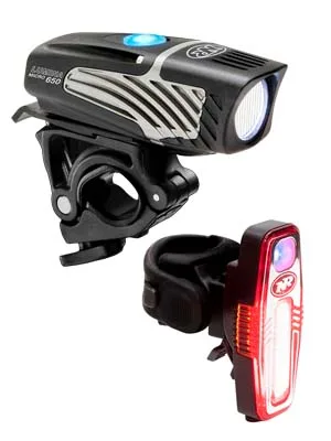 NiteRider Lumina Micro 650 Front Bike Light Sabre 110 Rear Bike Light Combo Pack, Black (7711) - niterider lumina micro 650 front bicycle head light and sabre 110 rear bike taillight combo