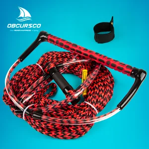 Obcursco Wakeboard Rope, Water Sport Line with EVA Handle. Ideal for Water ski, Wakeboard, Kneeboard 2 Section Red & Black - Obcursco