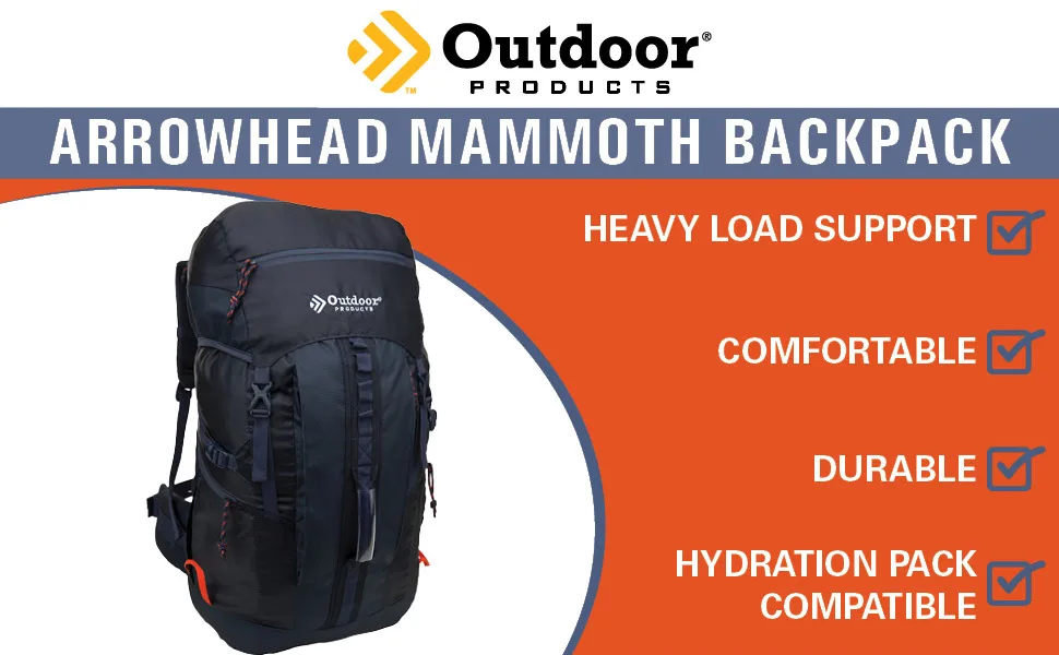 Outdoor Products Arrowhead Int. Frame Pack (Black/Griffin) 47.5 Liter Capacity Sky Captain - arrowhead