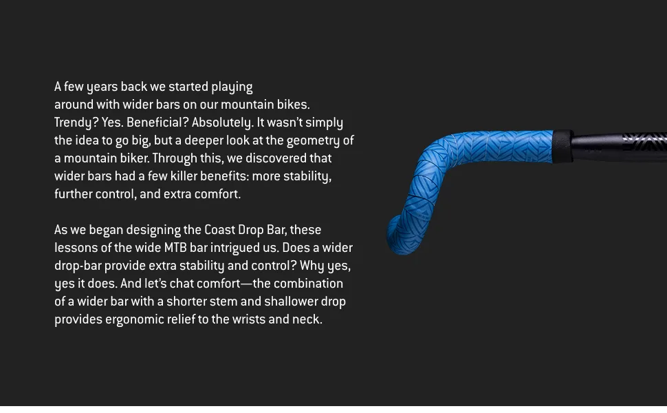 PNW Components The Coast Gravel Handlebar, 52 or 48cm Width, 105mm Drop, 65mm Reach, 20 deg Flare 52.0 Centimeters - PNW Components Coast Handlebar