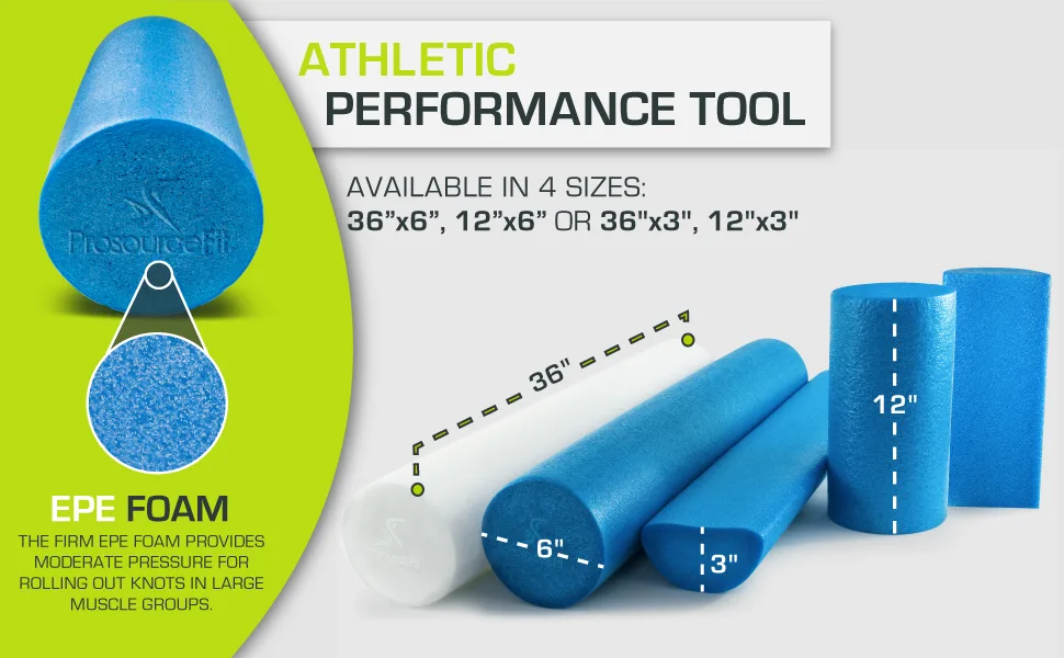 ProsourceFit Flex Foam Rollers Blue 36"x6" - athletes performance deep tissue lower body upper tension lifting weights crossfit