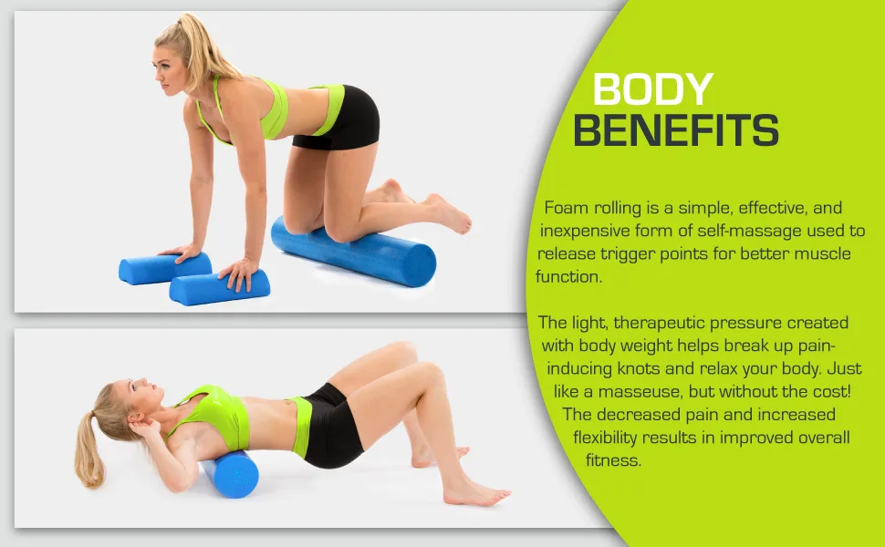 ProsourceFit Flex Foam Rollers Blue 36"x6" - massage fitness physical therapy foam roller trigger point release myofascial muscles tightness