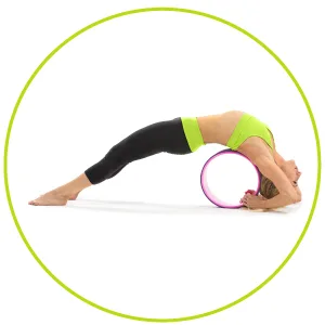 Prosource Fit Yoga Wheel Prop 12 for Improving Yoga Poses & Backbends, Flexibility, Balance, Stretching, Relaxation, Black/White Black/Green - starter kit exercise training bikram hand made
