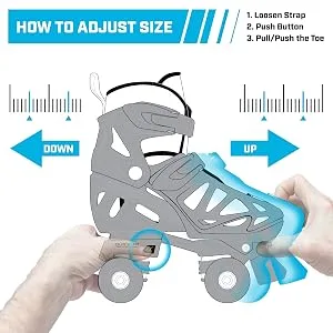 Roller Derby Track Star Adjustable Roller Skates for Beginners, Boys & Girls Pink/Mint Large (3-6) - Adjustable skate sizing