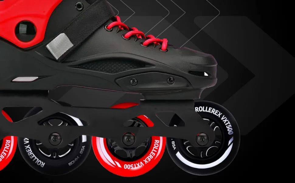 Rollerex VXT500 Inline Skate Wheels (8-Pack) (Various Size & Color Options Available) -Indoor Outdoor- Intended for Roller Blade Wheel Replacement Steel Black 80mm - product information 8