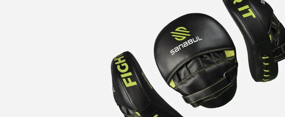 Sanabul Essential Curved Boxing MMA Punching Mitts Black/Red - Sanabul Essential Punching Mitts for boxing and mma training
