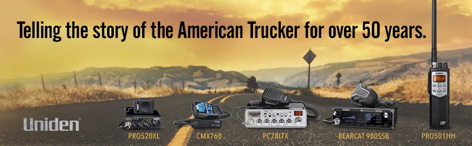 Uniden PRO505XL 40-Channel CB Radio. Pro-Series, Compact Design. Public Address (PA) Function. Instant Emergency Channel 9, External Speaker Jack, Large Easy to Read Display. - Black - banner