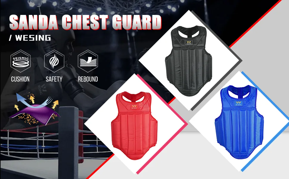 Wesing Martial Arts Muay Thai Boxing Chest Protector MMA Sanda Chest Guard Large Black - product information 5