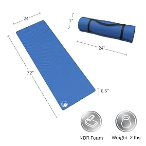 Wakeman Lightweight Foam Sleep Pad- 0.50 Thick Mat Collection for Camping, Cots, Tents, Backpacking & Yoga- Non-Slip, Waterproof & Carry Handle Outdoors Blue - Blue Dimensions