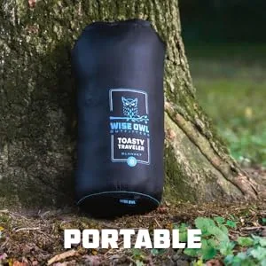 Wise Owl Outfitters Camping Blanket - Packable & Waterproof Warm Camping Quilt - Outdoor Blanket for Stadium, Backpacking, Camping, Travel, and Hiking Blue - portable