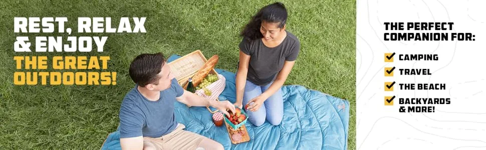 Wise Owl Outfitters Camping Blanket - Packable & Waterproof Warm Camping Quilt - Outdoor Blanket for Stadium, Backpacking, Camping, Travel, and Hiking Blue - rest, relax & enjoy the great outdoors!