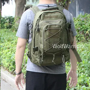 WolfWarriorX Men Backpacks Large Capacity Military Tactical Hiking Expandable 39L-60L Backpack Black - model3