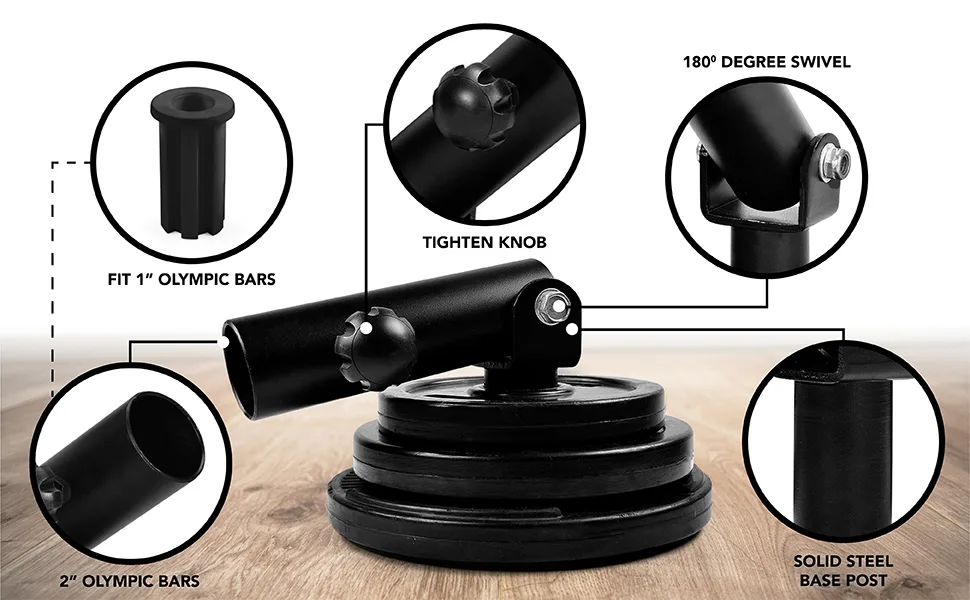 Yes4All T-Bar Row Plate Post Insert Landmine  Fit 2 Olympic Bars  Full 360 Swivel & Easy to Install D. Combo T-Bar Row Insert + Double D Handle - detail product image