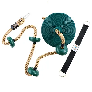 Climbing Rope with Platforms and Disc Swing Seat Set Playground Accessories Including Bonus Hanging Strap & Carabiner - product information 7