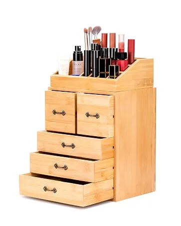READAEER Makeup Cosmetic Organizer Storage Drawers Display Boxes Case with 12 Drawers (Black) - bamboo makeup organizer